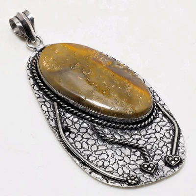 Ciondolo gioiello design antico fatto a mano con pietra preziosa diaspro... - Immagine 1 di 4