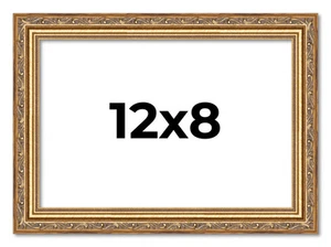 12x8 Frame Gold Solid Wood Picture Frame Width 1.25 Inches | Interior Frame Dept - Picture 1 of 9