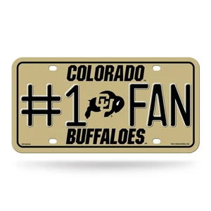 NCAA Colorado Buffaloes Gold Background with Black Lettering #1 Fan Metal Aut... - Picture 1 of 7
