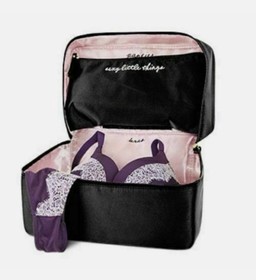 Victoria's Secret *Sexy Little Things* Lingerie Travel Case Black Satin~NEW