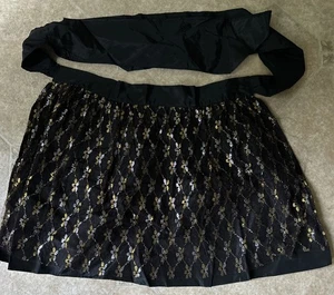 APRON VTG BLACK W/METALLIC OVERLAY & OTHER SIDE HAS METALLIC POCKETS REVERSIBLE - Picture 1 of 8