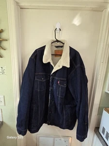 👀Levis Denim Jacket Mens 4XL Blue Western  Sherpa Lined Trucker Rodeo Jean Coat - Picture 1 of 16