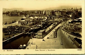 RPPC Aerial View National Walk Barcelona Spain Real Photo Postcard - Picture 1 of 2