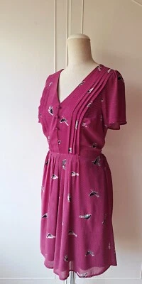 UTTAM BOUTIQUE Purple Dress Pretty Beaded Bird Detail Size 12 - Bild 1 von 4