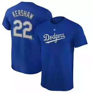 Los Angeles Dodgers T-Shirt #22 Clayton Kershaw Royal Blue Mens - Picture 1 of 3