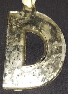 VINTAGE FRED SEGAL MERKUR GLAS 3-7/8" ANFANGSBUCHSTABE "D" SILBER MONOGRAMM ORNAMENT - Bild 1 von 6