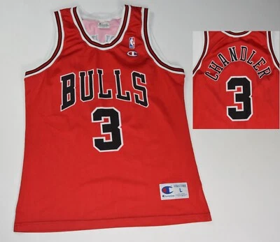 CHICAGO BULLS SHIRT CHAMPION JERSEY chandler #3 BASKETBALL RED s.L men vintage - Изображение 1 из 4