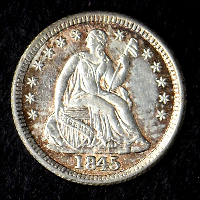 1845-P "HIGH GRADE" Seated Liberty Half Dime 5C - COINGIANTS - - Image 1 of 2