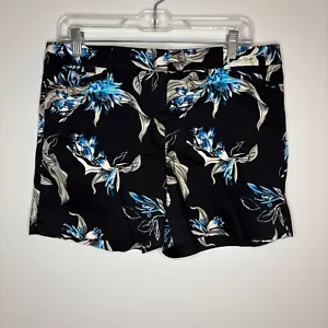 WHITE HOUSE BLACK MARKET Black Blue Floral Shorts Stretch Size 10 - Picture 1 of 4