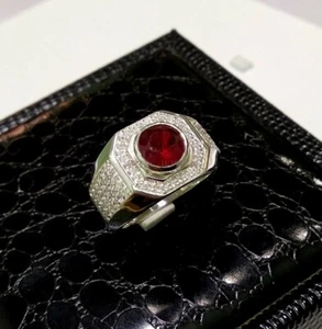 Heizbar Rubin Edelstein Mit 925 Sterlingsilber Ring für Herren #1488 - Bild 1 von 8