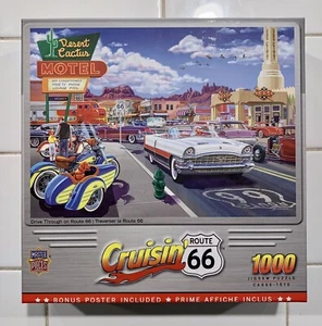Rompecabezas Rompecabezas Drive Through-Cruisin' Route 66- 1000 piezas MASTERPIECES - Imagen 1 de 2