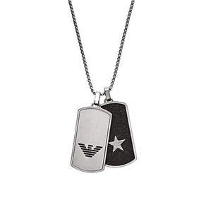 Armani Statement Men’s Necklace Silver Double Reversible Pendant 55 cm RRP £125 - Picture 1 of 13