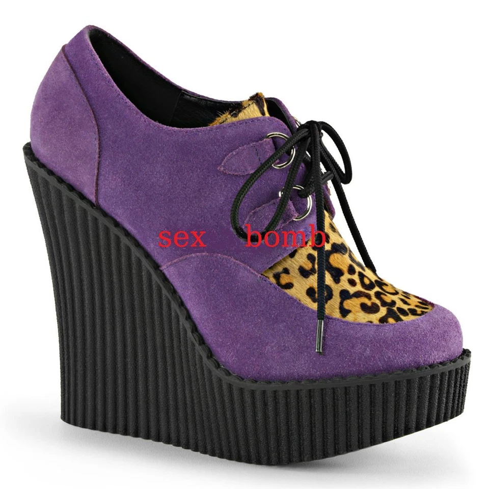 SEXY SCARPE tacco 13,5 dal 36 al 41 VIOLA/LEO plateau FRANCESINE STRINGATE zeppa - Immagine 1 di 1