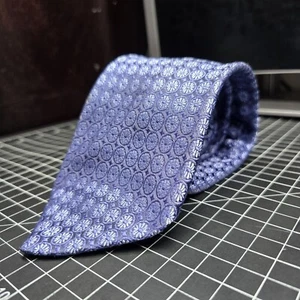 IKE BEHAR New York BLUE Floral Geometric Neck Tie USA 100% Silk EUC 3.75x61.5 - Picture 1 of 10