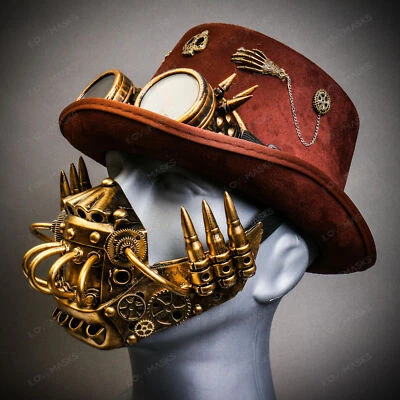 Brillante Rojo Steampunk Spike Wolf con Máscara de Ojos Parejas Fiesta Halloween Disfraz Máscara Foto 1 de 3