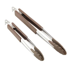 Anolon Tools and Gadgets SureGrip Nylon Nonstick Locking Tongs Set, 2-Pc, Bronze - Picture 1 of 5