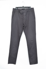 UNIS New York Gio Skinny Pants Chinos Grey Flat Front Italy Cotton Twill 33 x 36
