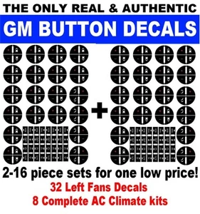 Calcomanías adhesivas botones GM AC CLIMATE Chevrolet GMC 32 PIEZAS - Imagen 1 de 4