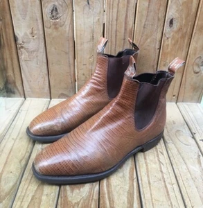 Rm Williams brown EXOTIC SKIN leather Australian chelsea Men Boots UK 9.5 H - Picture 1 of 24