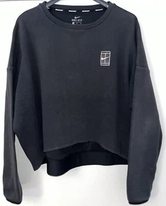 Nike Court Dri-Fit Cropped Long Sleeve Top, Black, Women’s Medium / Tennis - Picture 1 of 9