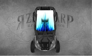 2 SEAT POLARIS RZR YAMAHA YXZ CAN-AM UNIVERSAL SKULL ROOF WRAP GRAPHIC DECAL - Picture 1 of 1