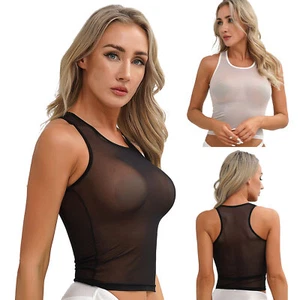 Women's Mesh Sheer Bra See Through Bralette Sexy Tank Top Vest Underwear AU - Picture 1 of 28