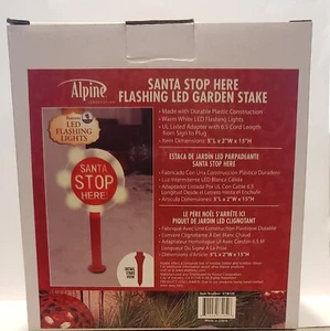 SANTA STOP HERE LED FLASHING LIGHT GARDEN STAKE CHRISTMAS YARD SIGN DECOR.~NEW~ - Picture 1 of 2