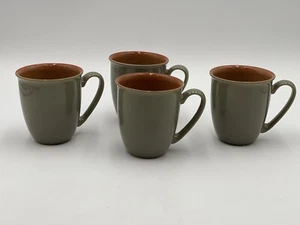 Denby Langley England Green & Brown Coffee Mugs Cups Set of 4 - Picture 1 of 4