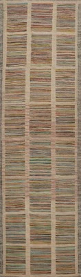 Tapete reversível listrado vibrante tecido à mão multicolorido kilim corredor estreito 2x10 - Imagem 1 de 4