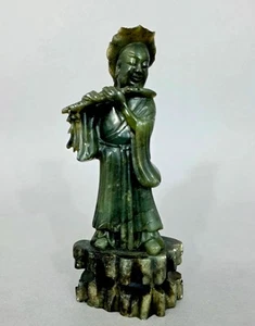 A0099 Statue China, Musikant, Qing-Dynastie, Jade geschnitzt, Höhe 20 cm - Bild 1 von 10