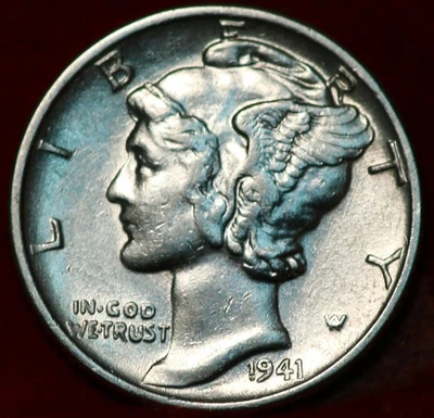 Uncirculated 1941 Philadelphia Mint Silver Mercury Dime - Image 1 of 2