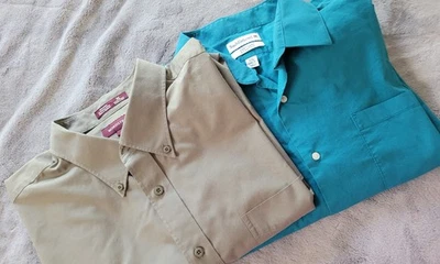 Lote de 2 camisas abotonadas LS para hombre talla XXL varias marcas y colores usadas en excelente estado Foto 1 de 4