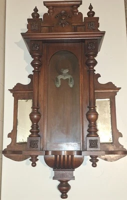 Teca antica in legno con vetrina di vetro vintage cassa per orologio a pendolo - Immagine 1 di 4