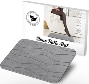 Stone Bath Mat Quick-Dry Non-Slip Diatomaceous Earth Gray 24”x15” - Bild 1 von 8