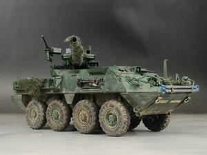 1/35 Built Modern U.S Army M1128 Stryker MGS Vehicle w/Camo Netting Model - Picture 1 of 10