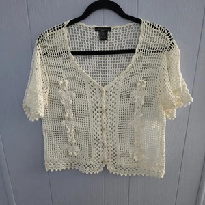 T & Company Häkel-Top mit Knöpfen PL - Cottagecore, Boho, Festival, Blumendetail - Bild 1 von 7