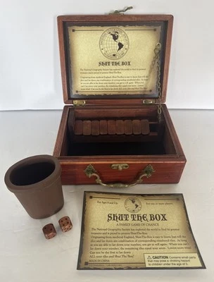 Shut the Box Wooden Dice Game National Geographic NETGEO Complete Vintage - Image 1 of 4