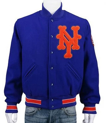 New York Mets Varsity Jacket - MLB Royal Blue Premium Free Shipping - Image 1 of 4