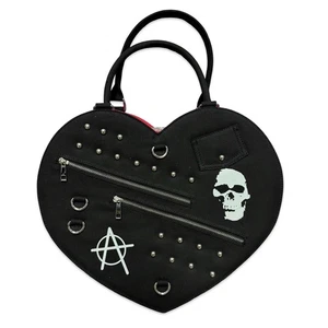 BOLSO JAWBREAKER BIG PUNK HEART NEGRO Y ROJO EMO GÓTICO ÚNICO MONEDERO GRANDE - Imagen 1 de 10