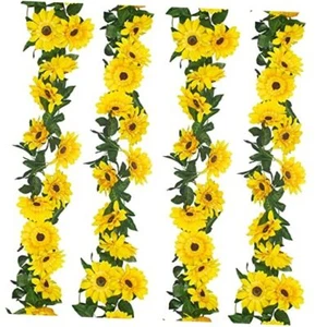 4PCS Artificial Sunflower Garland Decor Sunflower Vine Hanging Flowers Garland - Picture 1 of 8
