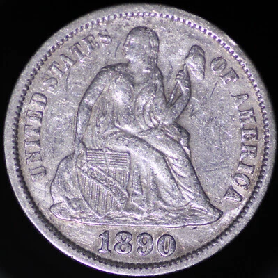 1890 10¢ EF-AU / Lightly Cleaned / High Detail Coin / Looking For a New Home! - Image 1 of 4