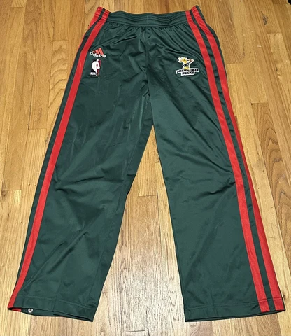 Retro Adidas Milwaukee Bucks Warm Up Snap Tear Away Green Sweatpants Size Large Cover