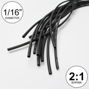 1/16 Zoll ID schwarz Hitzeschrumpfrohr 2:1 Verhältnis Folie (14x9 Zoll = 10 Fuß) Zoll/Fuß/bis 1,5 mm - Bild 1 von 4