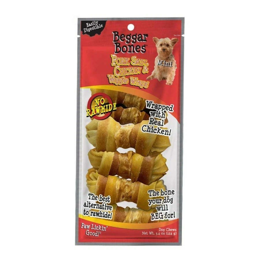 Savory Prime Beggar Bones Pork Skin, Chicken & Veggie Wraps Dog Treats- 7 pack - Image 1 of 1