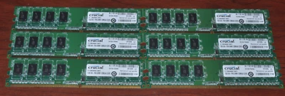 6GB Total 6x1GB CT2864AA667.M8FE Crucial 1GB PC2-5300u DDR2-667MHz Made In 2024 - Image 1 of 2