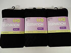 CURVATION TIGHTS 3 PAIRS BLACK DIAMOND TUMMY SMOOTHER PLUS SIZE 1,2,3 -PANTYHOSE