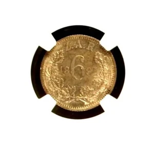 1894 Südafrika Silber Sixpence Münze NGC bewertet AU58 fast unzirkuliert selten - Bild 1 von 4