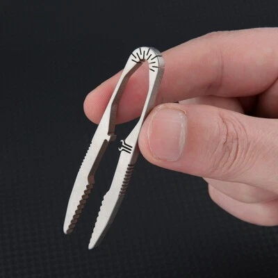 EDC Titanium Snap Tweezers Flat Head Clip Portable Outdoor Keychain Small Tool - Image 1 of 4