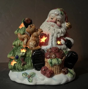 "Estatuilla de Papá Noel escena navideña exhibición cerámica porcelana votiva 5"" S. H" - Imagen 1 de 12
