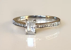 Platinum 950 ring with 0.50 VS2/G Radiant cut Lab Grown Diamond - Size Q - Picture 1 of 15